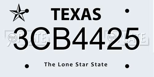 3CB4425 Texas License Plate