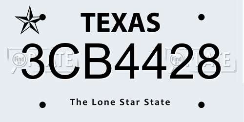 3CB4428 Texas License Plate