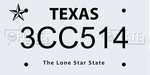 3CC514 Texas License Plate
