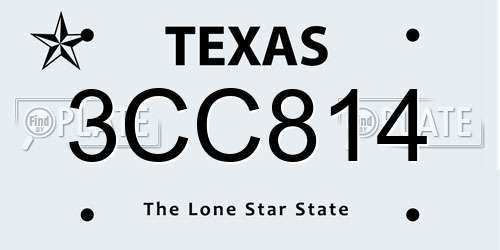 3CC814 Texas License Plate