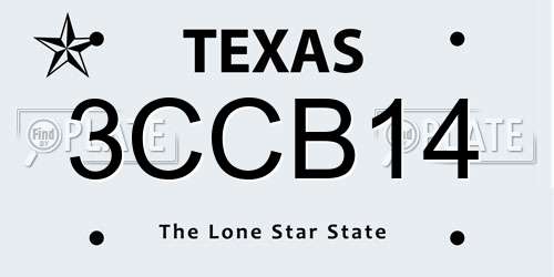 3CCB14 Texas License Plate