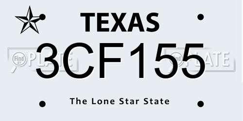 3CF155 Texas License Plate