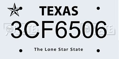 3CF6506 Texas License Plate