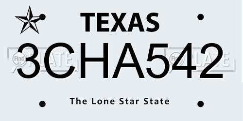 3CHA542 Texas License Plate