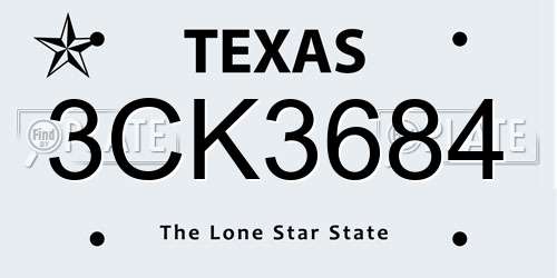 3CK3684 Texas License Plate