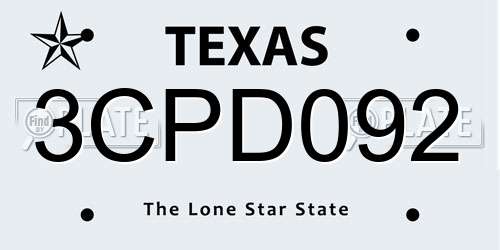 3CPD092 Texas License Plate