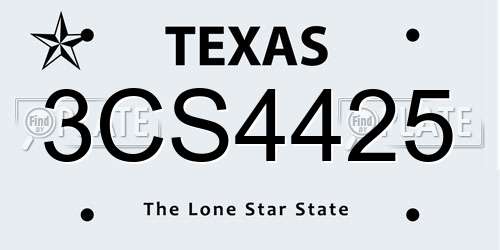 3CS4425 Texas License Plate