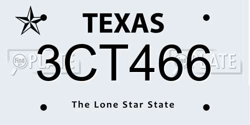 3CT466 Texas License Plate