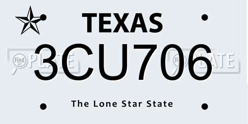 3CU706 Texas License Plate