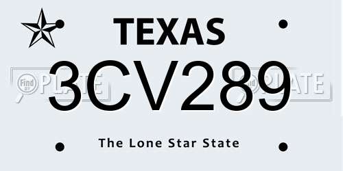 3CV289 Texas License Plate