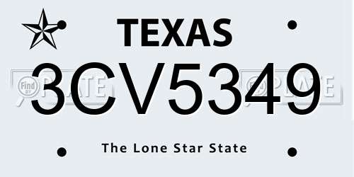 3CV5349 Texas License Plate