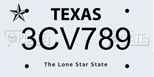 3CV789 Texas License Plate
