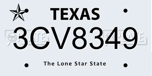 3CV8349 Texas License Plate