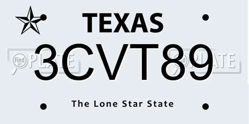3CVT89 Texas License Plate