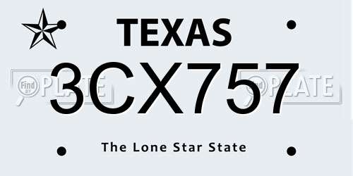 3CX757 Texas License Plate