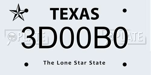 3D00B0 Texas License Plate