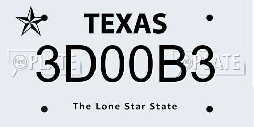 3D00B3 Texas License Plate