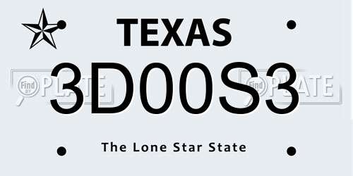 3D00S3 Texas License Plate