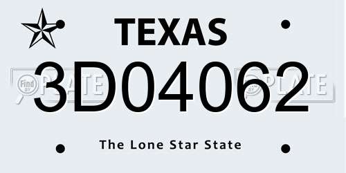 3D04062 Texas License Plate