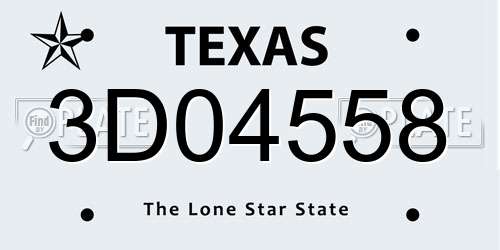 3D04558 Texas License Plate