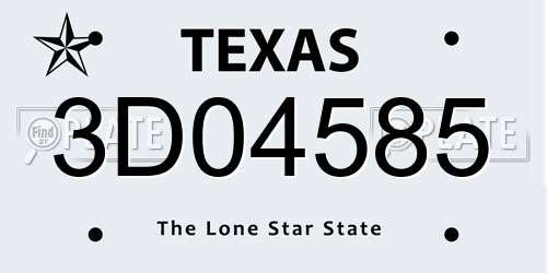 3D04585 Texas License Plate