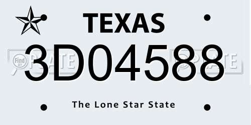 3D04588 Texas License Plate