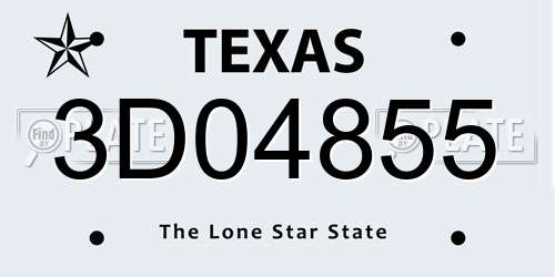 3D04855 Texas License Plate