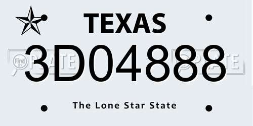 3D04888 Texas License Plate