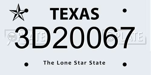 3D20067 Texas License Plate