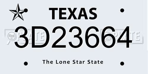 3D23664 Texas License Plate