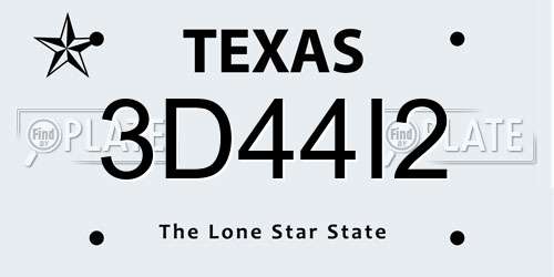 3D44I2 Texas License Plate