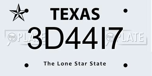 3D44I7 Texas License Plate