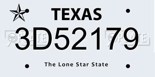 3D52179 Texas License Plate