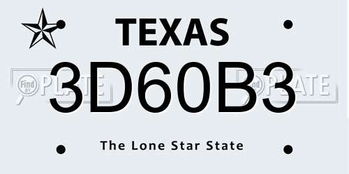 3D60B3 Texas License Plate