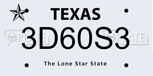 3D60S3 Texas License Plate