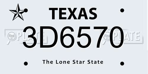 3D6570 Texas License Plate