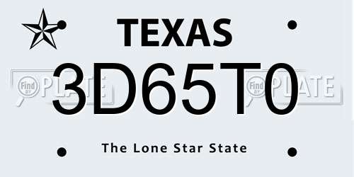 3D65T0 Texas License Plate