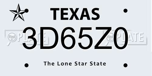 3D65Z0 Texas License Plate