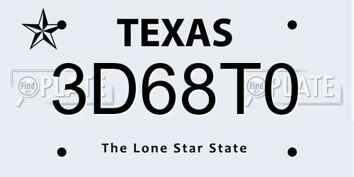 3D68T0 Texas License Plate