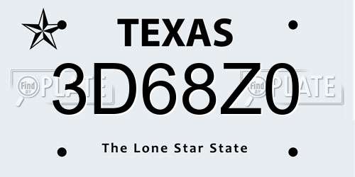 3D68Z0 Texas License Plate