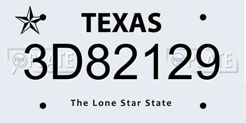 3D82129 Texas License Plate