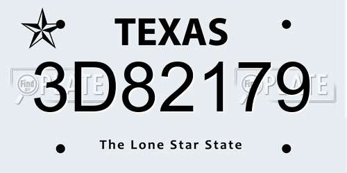 3D82179 Texas License Plate