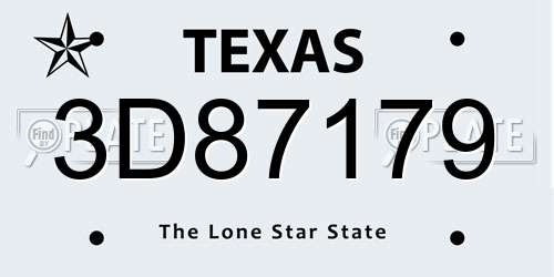 3D87179 Texas License Plate