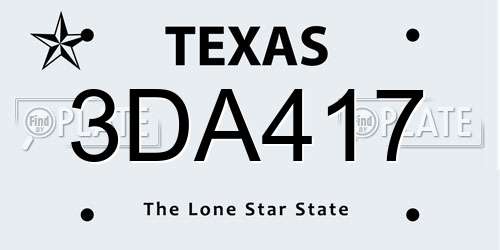 3DA417 Texas License Plate