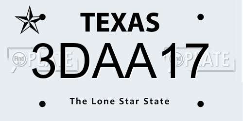 3DAA17 Texas License Plate
