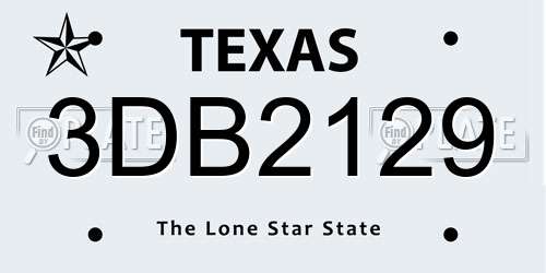 3DB2129 Texas License Plate