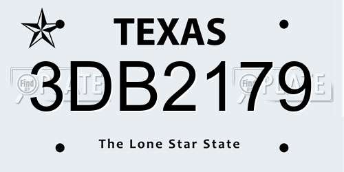 3DB2179 Texas License Plate