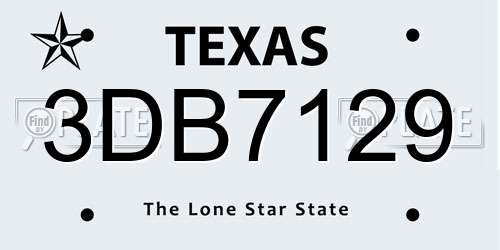 3DB7129 Texas License Plate