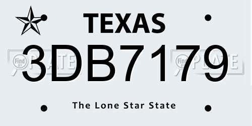 3DB7179 Texas License Plate