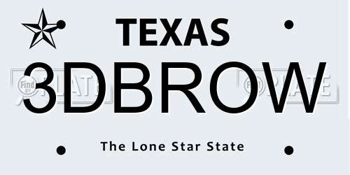 3DBROW Texas License Plate